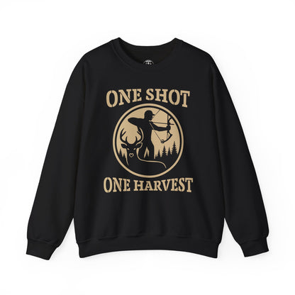 One Shot One Harvest Unisex Sweatshirt | Cozy Crewneck for Outdoor Lovers, Gift for Hunters, Fall Apparel, Nature Lover's Gift
