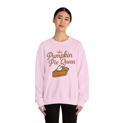 Pumpkin Pie Queen Crewneck Sweatshirt, Cozy Fall Sweatshirt, Thanksgiving Apparel, Funny Sweatshirt for Women, Gift for Baking Lovers