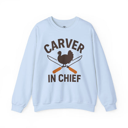 Carver In Chief Unisex Sweatshirt | Funny Thanksgiving Gift, Crewneck, Holiday Apparel, Family Gathering Outfit