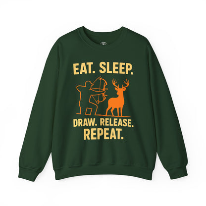 Eat Sleep Draw Release Repeat Unisex Sweatshirt | Perfect Gift for Hunters, Outdoor Enthusiasts, Archery Lovers, Casual Comfort