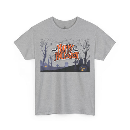 Happy Halloween Unisex Heavy Cotton Tee, Spooky T-Shirt, Halloween Apparel, Gifts for Halloween Lovers, Trick or Treat Shirt