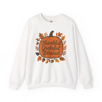 Thankful Grateful Blessed Sweatshirt | Cozy Fall Crewneck, Autumn Style, Thanksgiving Gift, Unisex Casual Wear