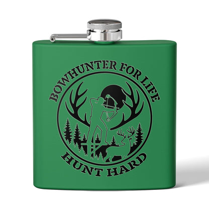 Bowhunter Flask for Life - 6oz Stainless Steel Flask, Hunting Gifts for Him, Outdoorsman Accessories, Gift for Hunters, Campfire Essential