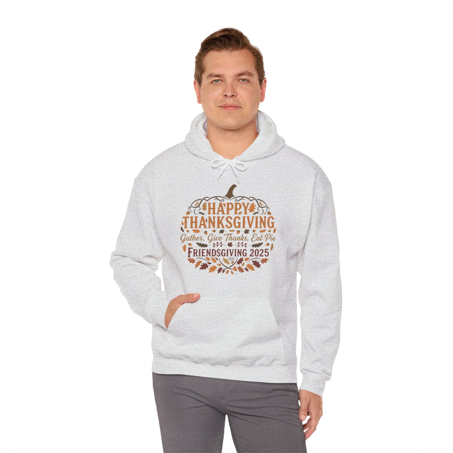 Happy Thanksgiving Friendsgiving 2025 Unisex Hoodie | Cozy Fall Sweatshirt, Autumn Gift, Family Gathering Apparel