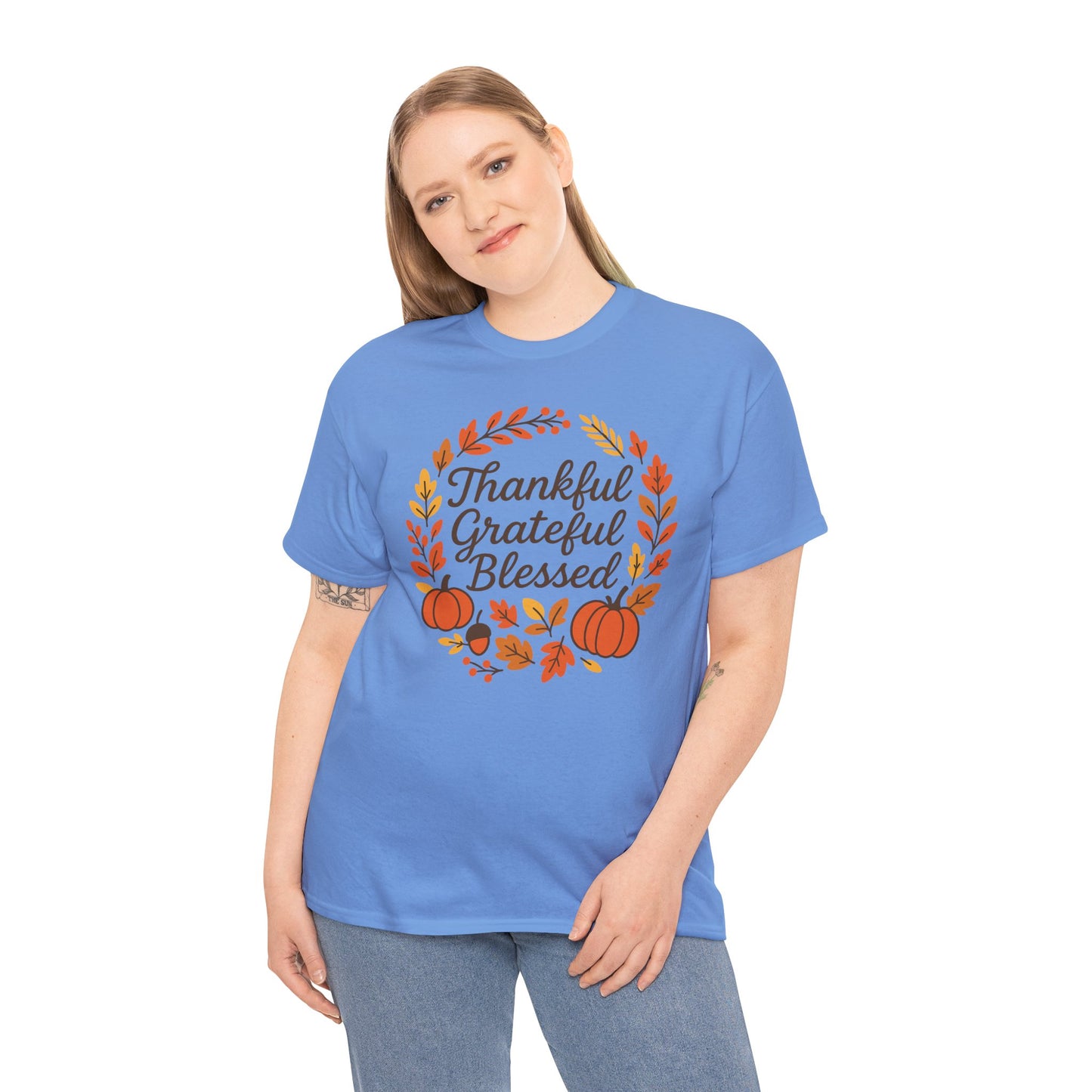 Thankful Grateful Blessed Unisex T-Shirt | Great Tee for Fall, Thanksgiving Gift, Autumn Apparel, Graphic Tee