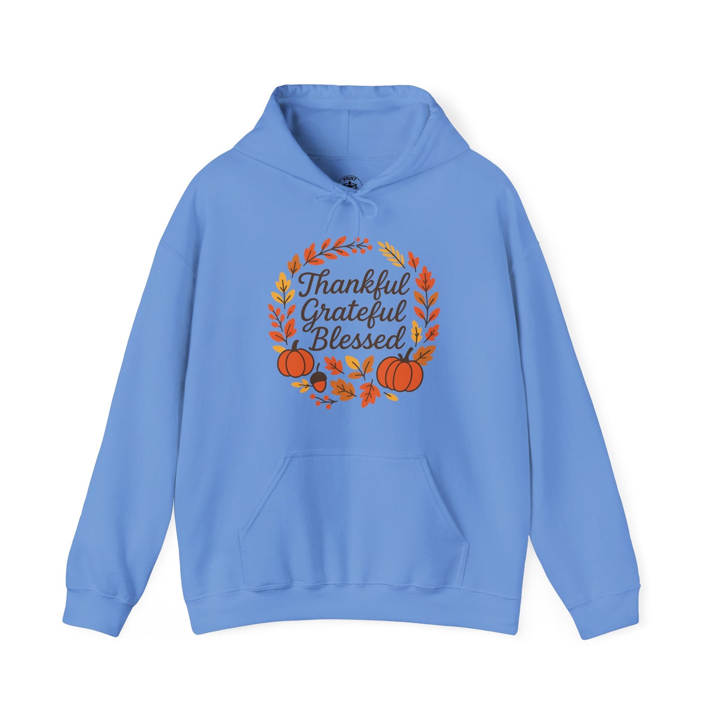 Thankful Grateful Blessed Unisex Hoodie | Cozy Fall Sweatshirt, Thanksgiving Gift, Autumn Apparel, Crewneck Sweatshirt