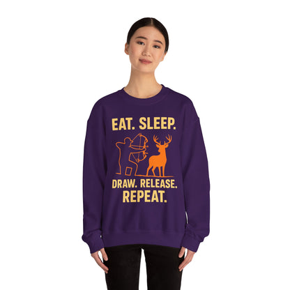 Eat Sleep Draw Release Repeat Unisex Sweatshirt | Perfect Gift for Hunters, Outdoor Enthusiasts, Archery Lovers, Casual Comfort