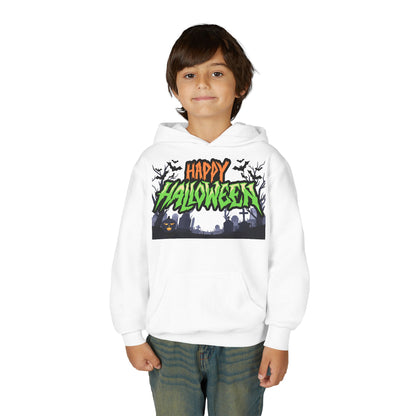Halloween Youth Hoodie with 'Happy Halloween' Design, Cute Halloween [...]