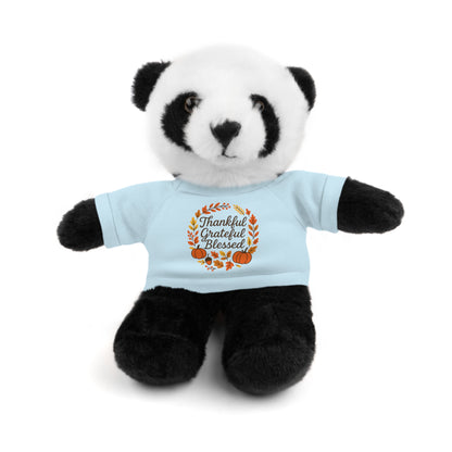 Stuffed Animals with Thankful, Grateful, Blessed Custom Printed Tee