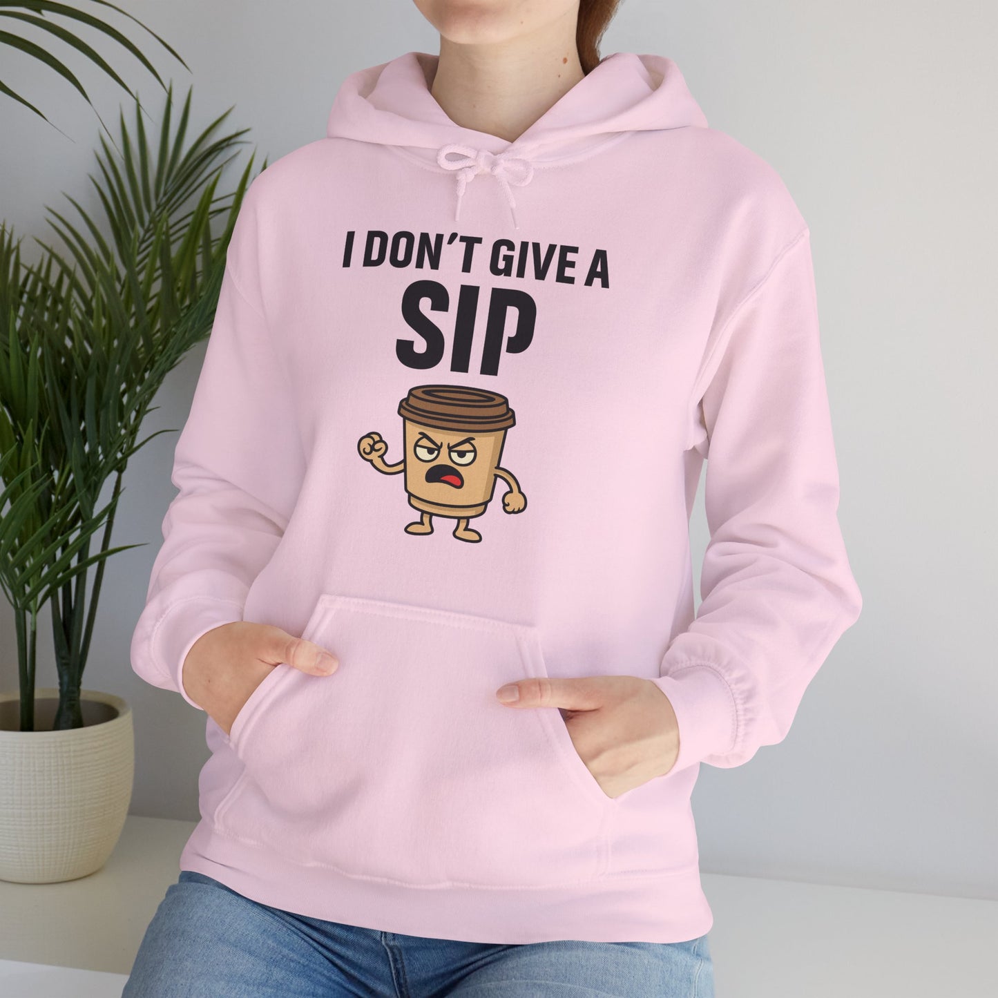 Coffee Cup Guy I Don't Give A Sip Unisex Hoodie | Coffee Attitude, Funny Sweatshirt, Perfect for Coffee Lovers, Humorous Apparel