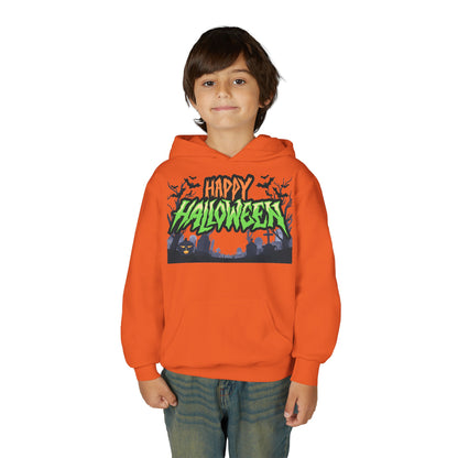 Halloween Youth Hoodie with 'Happy Halloween' Design, Cute Halloween [...]
