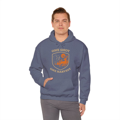 One Shot One Harvest Unisex Hoodie | Hunting Mood Hooded Sweatshirt, Gift for Outdoor Enthusiasts, Cozy Hoodie for Fall Adventures