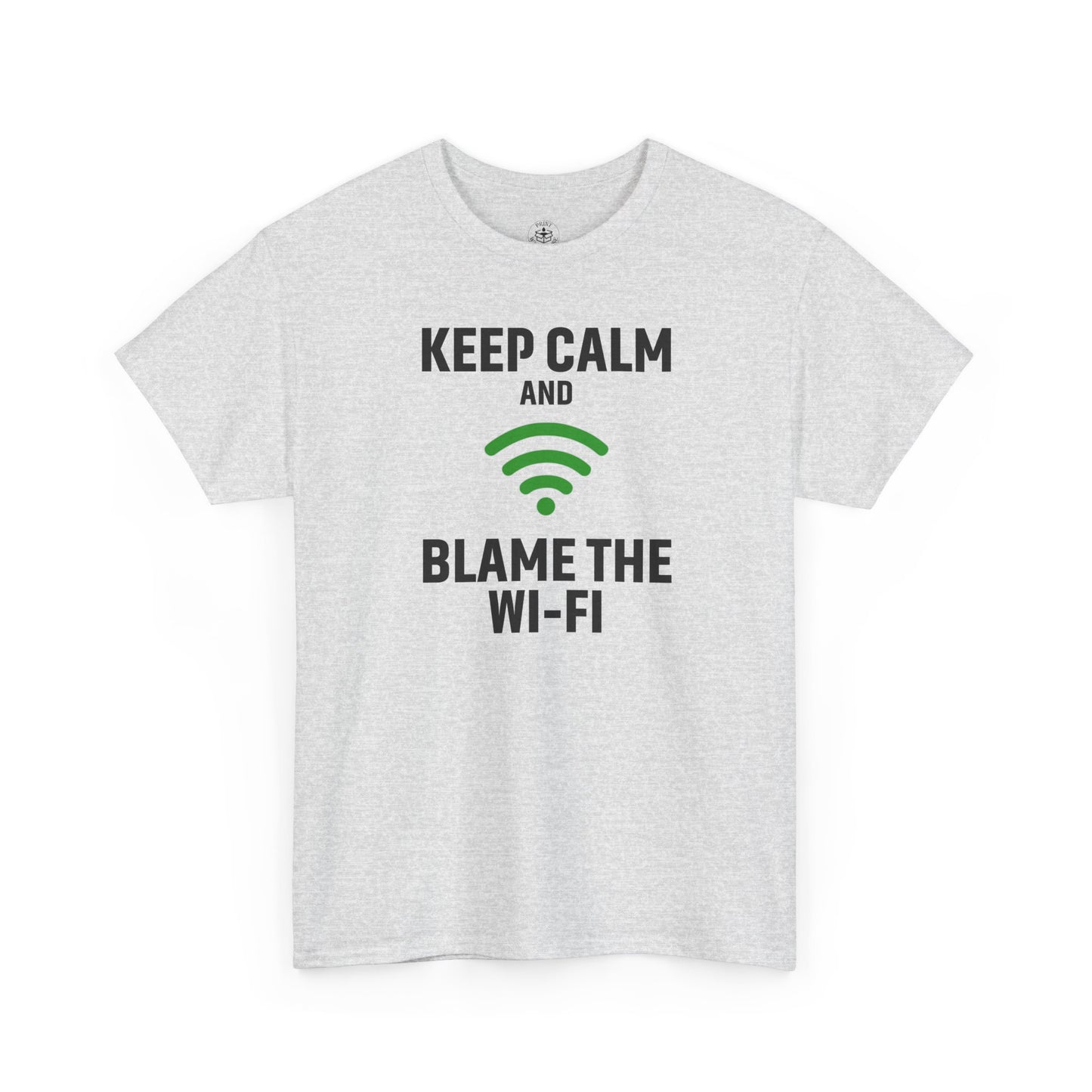 Keep Calm Blame the Wi-Fi Tee | Unisex Heavy Cotton Shirt for Tech Lovers, Funny Office Gift, Internet Humor Apparel, Casual Wear