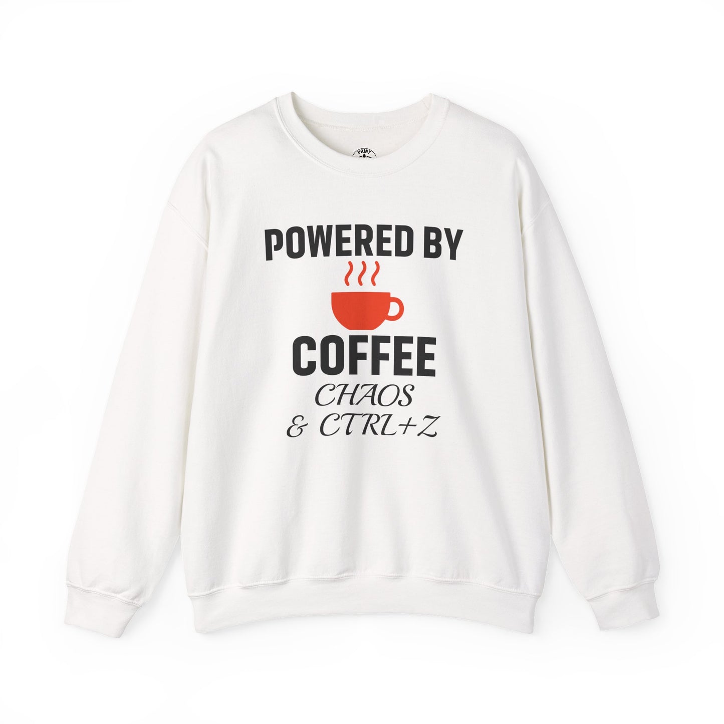 Powered By Coffee Chaos And CTRL+Z Unisex Sweatshirt | Cozy Gift for Coffee Lovers, Trendy Casual Wear, Perfect for Office Gift