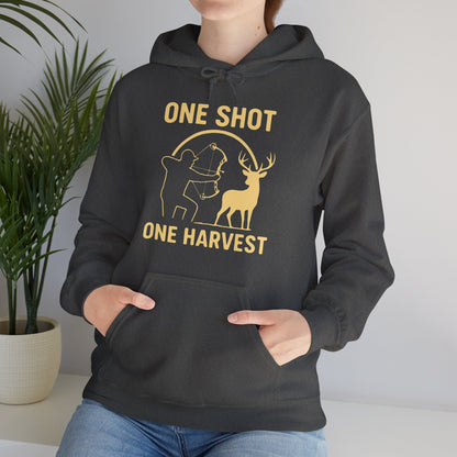 Hunting Hoodie - One Shot One Harvest, Unisex Hoodie for Outdoor Lovers, Gift for Hunters, Cozy Fall Apparel