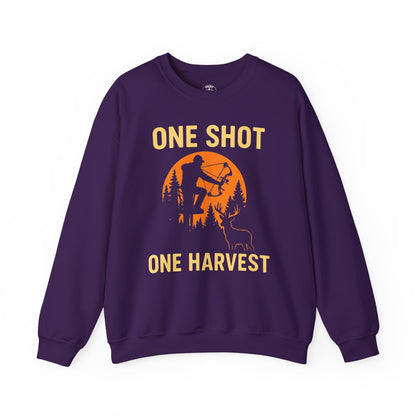 Hunting Crewneck Sweatshirt, One Shot One Harvest Sweatshirt, Gift for Hunters, Outdoor Apparel, Fall Outfit, Harvest Season Sweatshirt