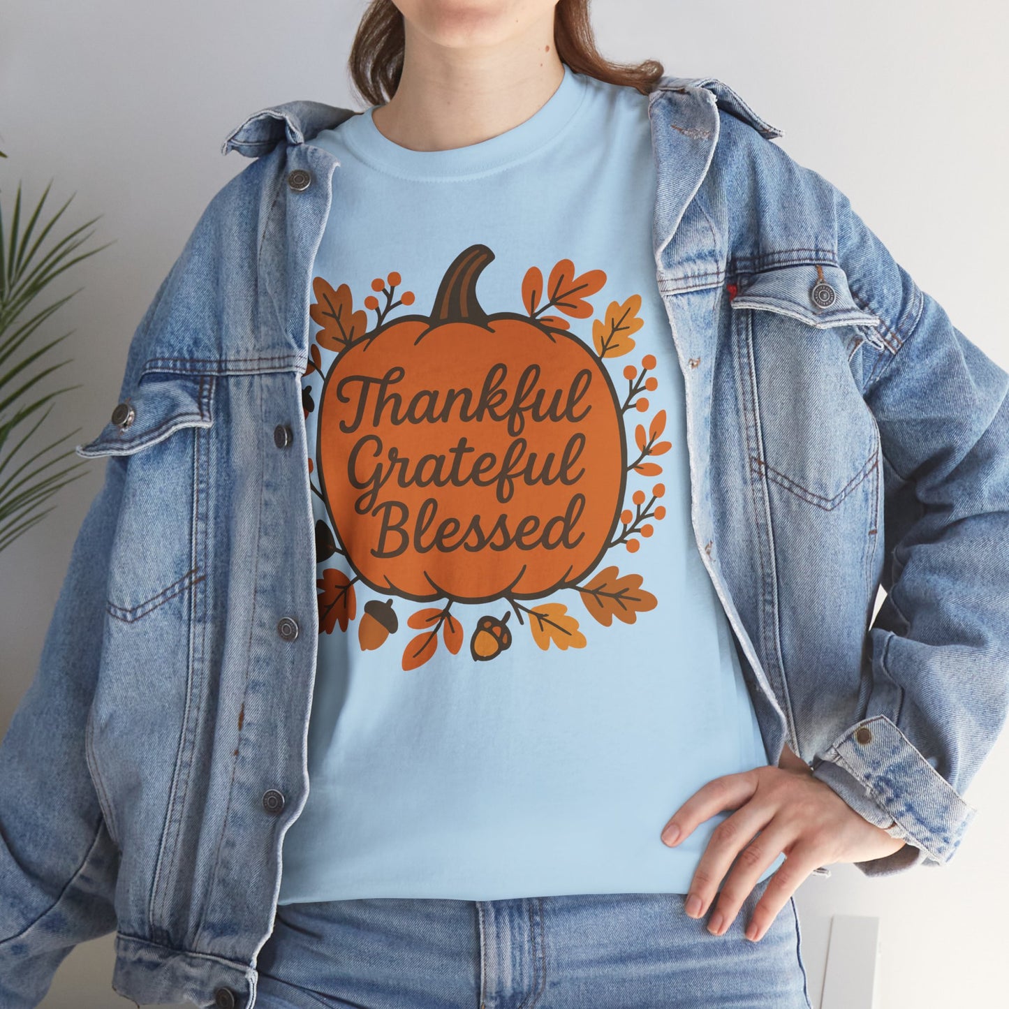 Thankful Grateful Blessed Unisex T-Shirt | Fall Shirt, Autumn Apparel, Thanksgiving Gift, Cozy Casual Wear