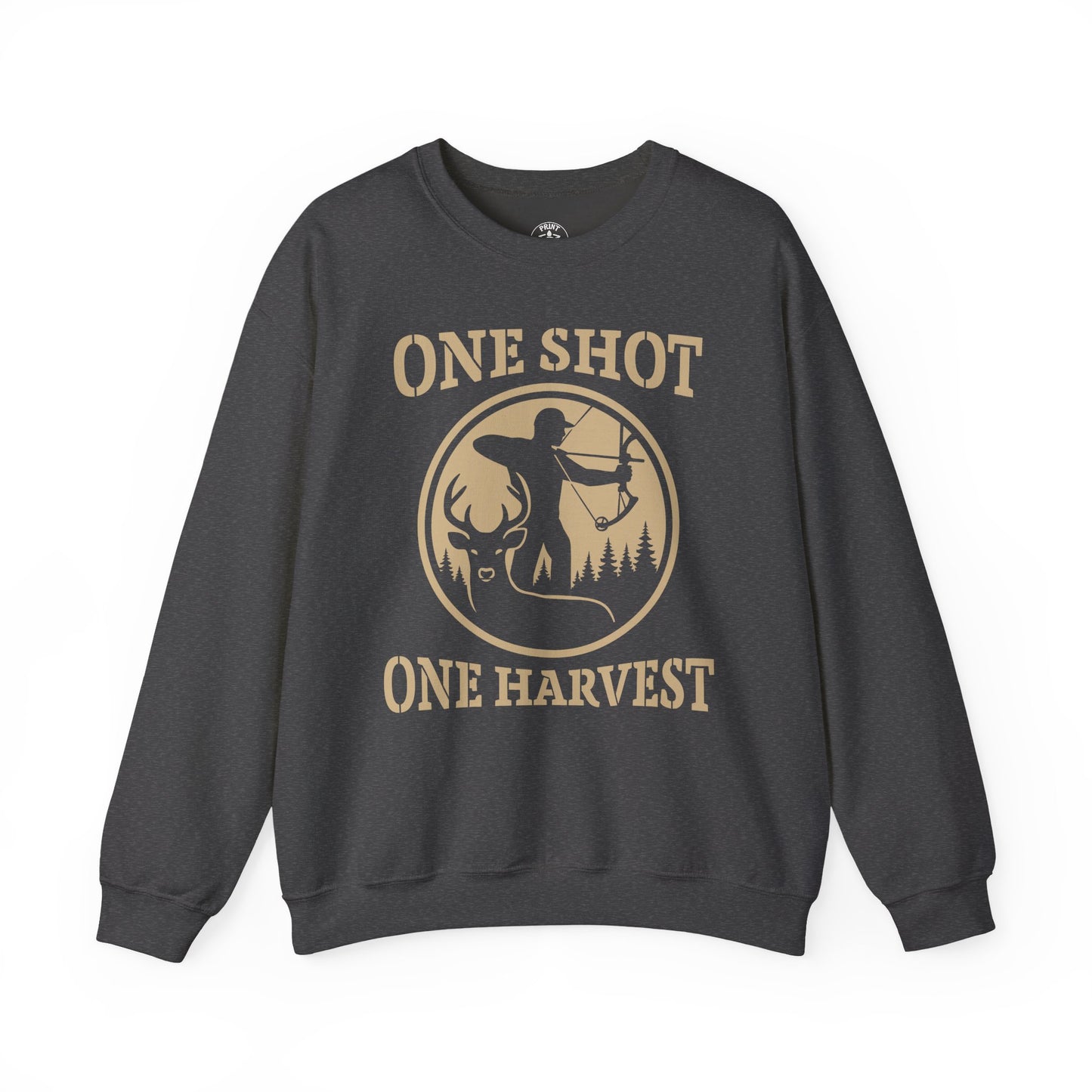 Rustic Hunter's Sweatshirt | One Shot One Harvest | Cozy Crewneck for Outdoor Lovers, Gift for Hunters, Fall Apparel, Nature Lover's Gift