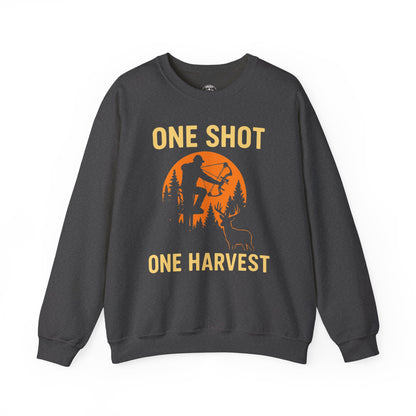 Hunting Crewneck Sweatshirt, One Shot One Harvest Sweatshirt, Gift for Hunters, Outdoor Apparel, Fall Outfit, Harvest Season Sweatshirt