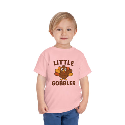 Little Gobbler Toddler Unisex T-Shirt | Thanksgiving Tee, Cute Turkey T-Shirt for Kids, Fall Family Celebration Wear