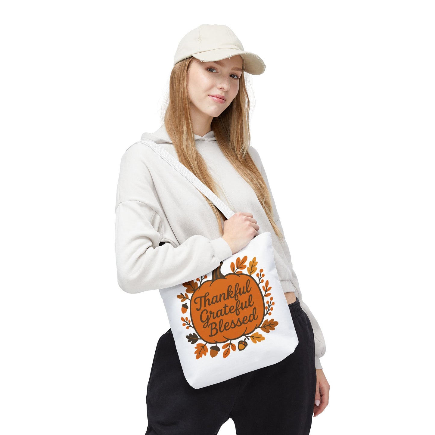 Thankful Grateful Blessed Tote Bag | Autumn Carryall, Fall Shopping Bag, Gift for Thanksgiving, Eco-Friendly Tote, Seasonal Accessory
