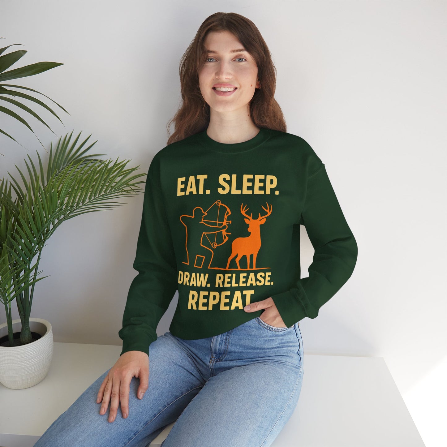 Eat Sleep Draw Release Repeat Unisex Sweatshirt | Perfect Gift for Hunters, Outdoor Enthusiasts, Archery Lovers, Casual Comfort