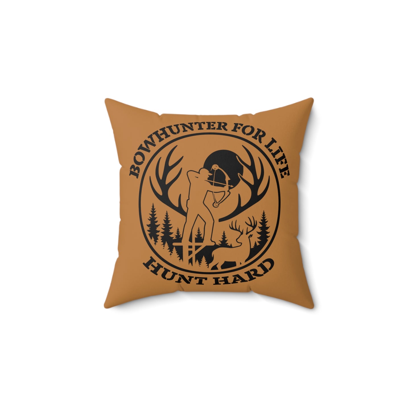 Hunting Themed Pillow, Bowhunter for Life Square Cushion, Rustic Decor, Outdoor Gifts, Campfire Accessories, Home and Cabin Decor