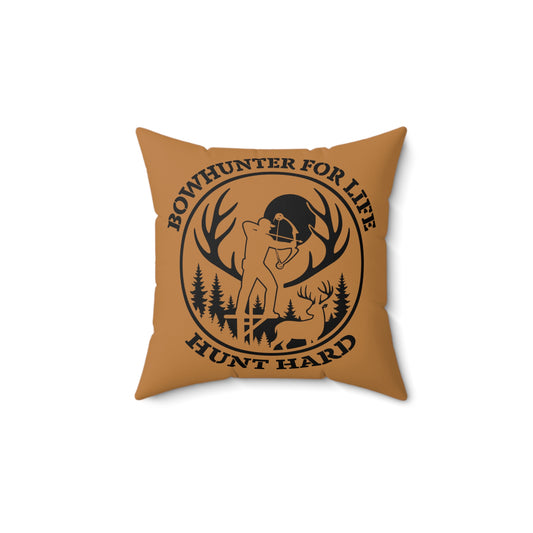 Hunting Themed Pillow, Bowhunter for Life Square Cushion, Rustic Decor, Outdoor Gifts, Campfire Accessories, Home and Cabin Decor