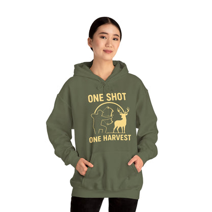 Hunting Hoodie - One Shot One Harvest, Unisex Hoodie for Outdoor Lovers, Gift for Hunters, Cozy Fall Apparel