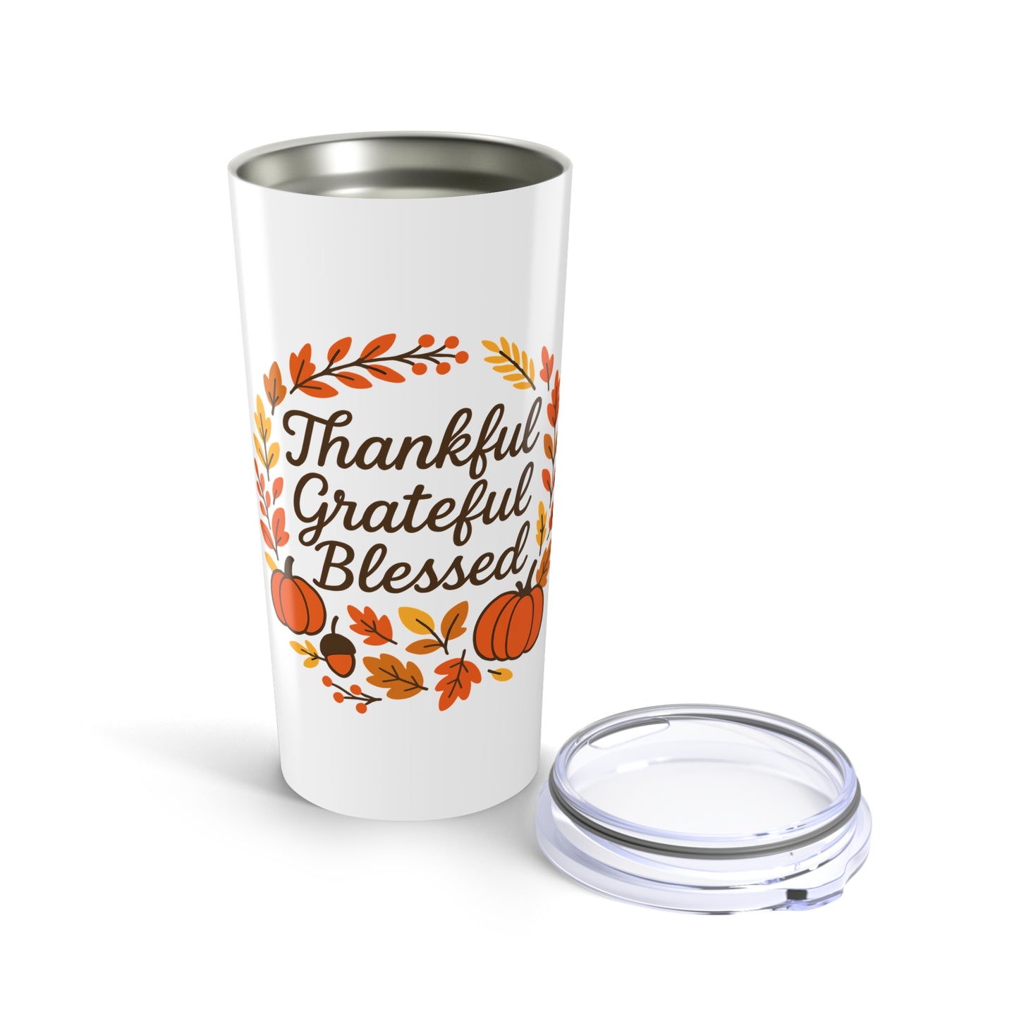 Thankful Grateful Blessed Tumbler 20oz - Perfect for Thanksgiving Gifts, Fall Decor, Travel Mugs, Eco-Friendly Drinkware
