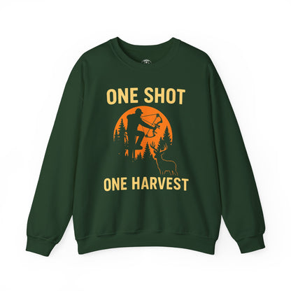 Hunting Crewneck Sweatshirt, One Shot One Harvest Sweatshirt, Gift for Hunters, Outdoor Apparel, Fall Outfit, Harvest Season Sweatshirt