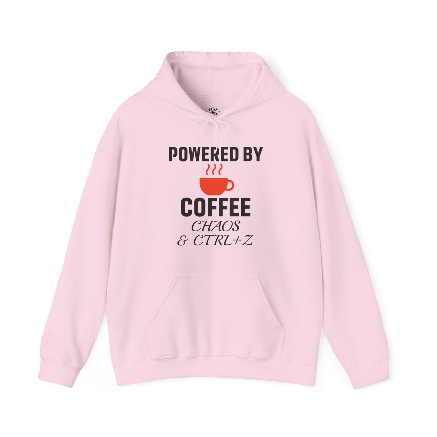 Powered By Coffee Chaos And CTRL+Z Unisex Hoodie | Cozy Gift for Coffee Lovers, Funny Sweatshirt, Office Work Attire, Perfect Gift