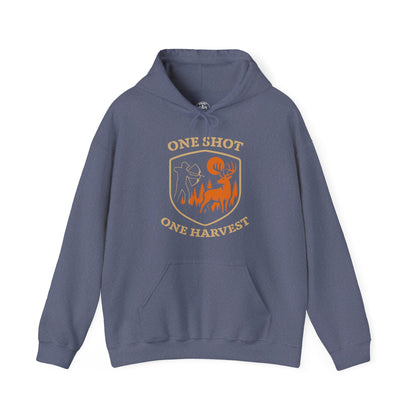 One Shot One Harvest Unisex Hoodie | Hunting Mood Hooded Sweatshirt, Gift for Outdoor Enthusiasts, Cozy Hoodie for Fall Adventures
