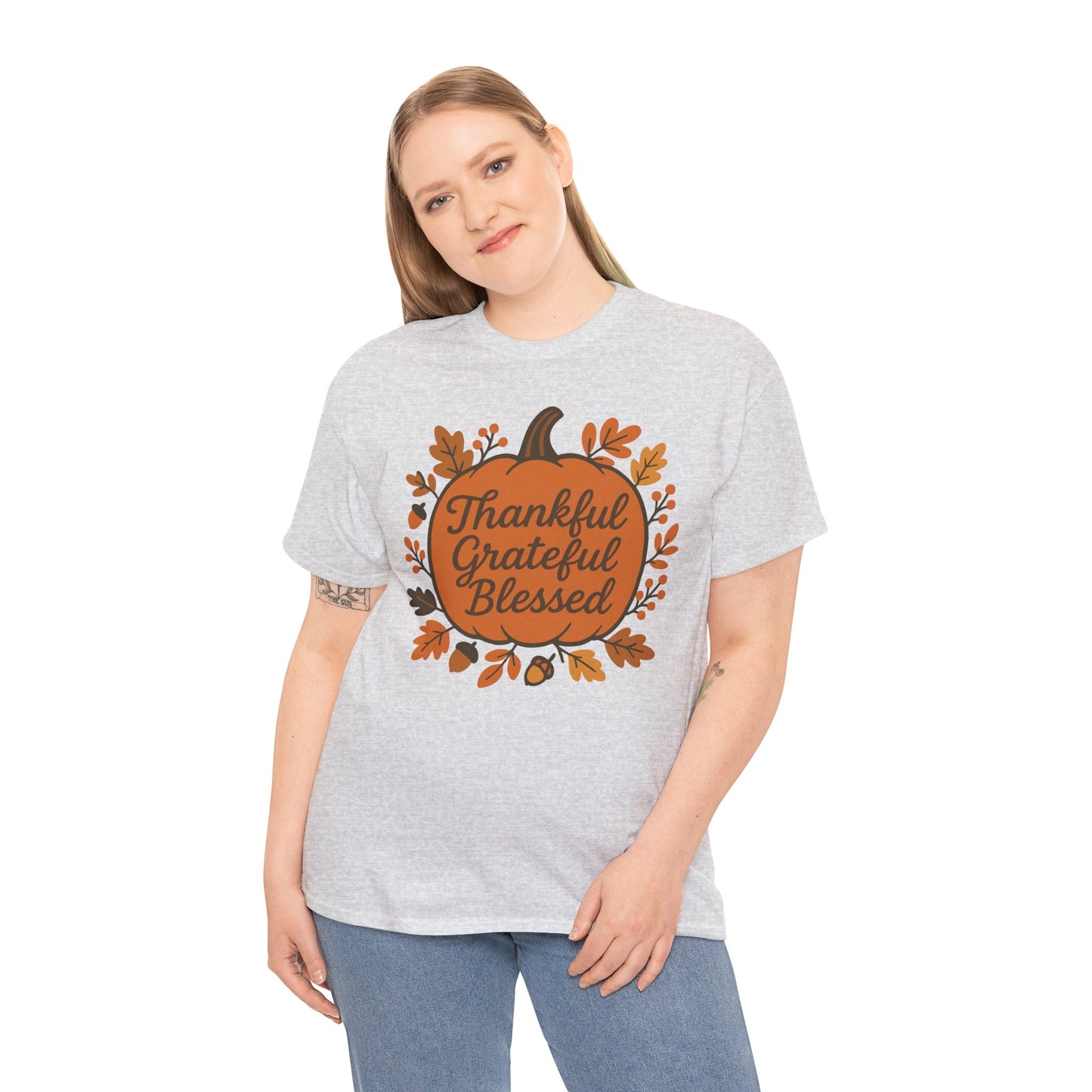 Thankful Grateful Blessed Unisex T-Shirt | Fall Shirt, Autumn Apparel, Thanksgiving Gift, Cozy Casual Wear