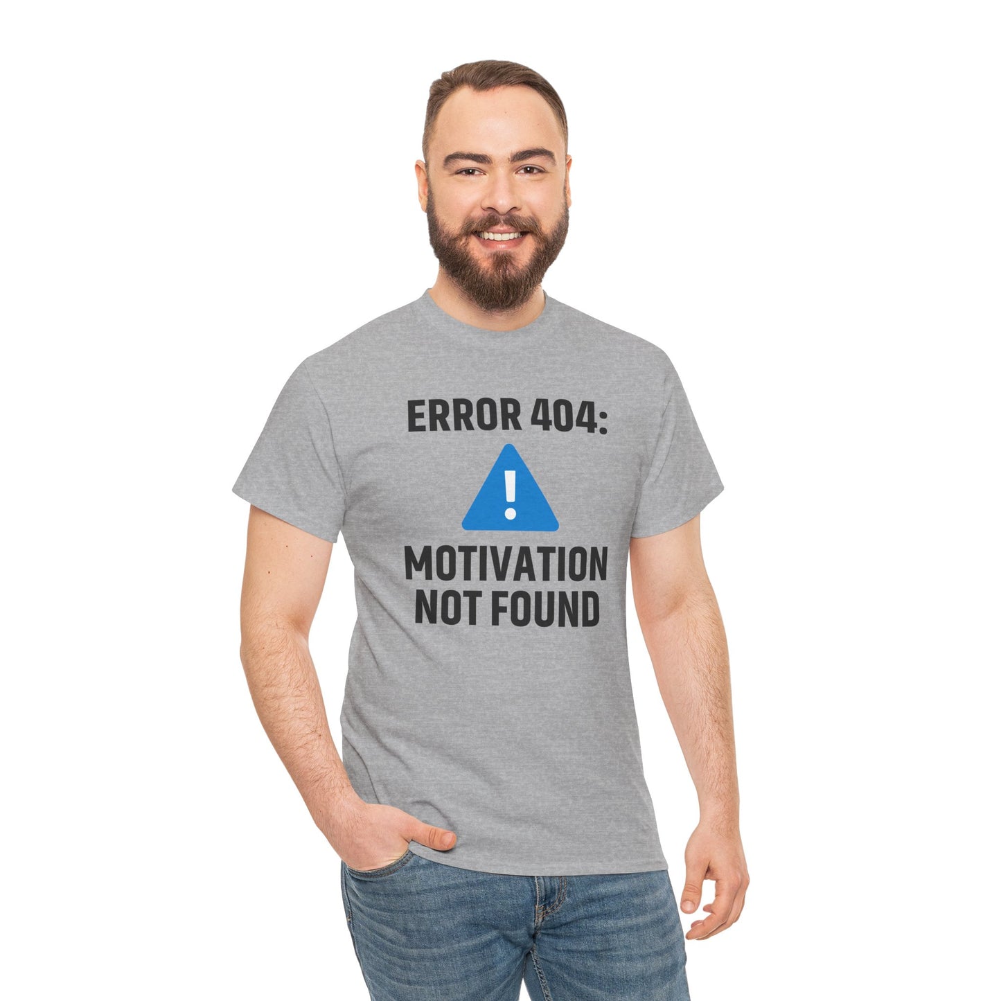 Error 404 Motivation Not Found Unisex T-Shirt | Funny Graphic Tee, Gift for Tech Lovers, Quirky Humor Outfit, Office Gift
