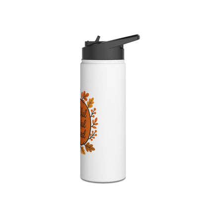 Thankful Grateful Blessed Stainless Steel Water Bottle | Fall Decor, Thanksgiving Gift, Eco-friendly Hydration, Inspirational Travel