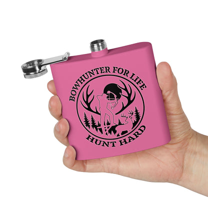 Bowhunter Flask for Life - 6oz Stainless Steel Flask, Hunting Gifts for Him, Outdoorsman Accessories, Gift for Hunters, Campfire Essential