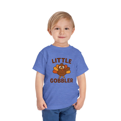 Little Gobbler Toddler Unisex T-Shirt | Thanksgiving Tee, Cute Turkey T-Shirt for Kids, Fall Family Celebration Wear